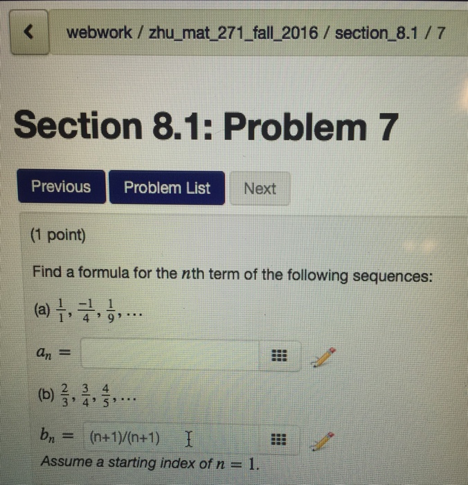 Solved Find a formula for the nth term of the following | Chegg.com