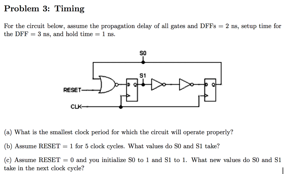 Solved For the circuit below, assume the propagation delay