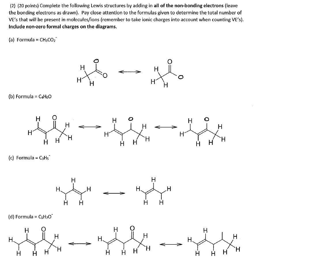 Solved Complete the following Lewis structures by adding in | Chegg.com