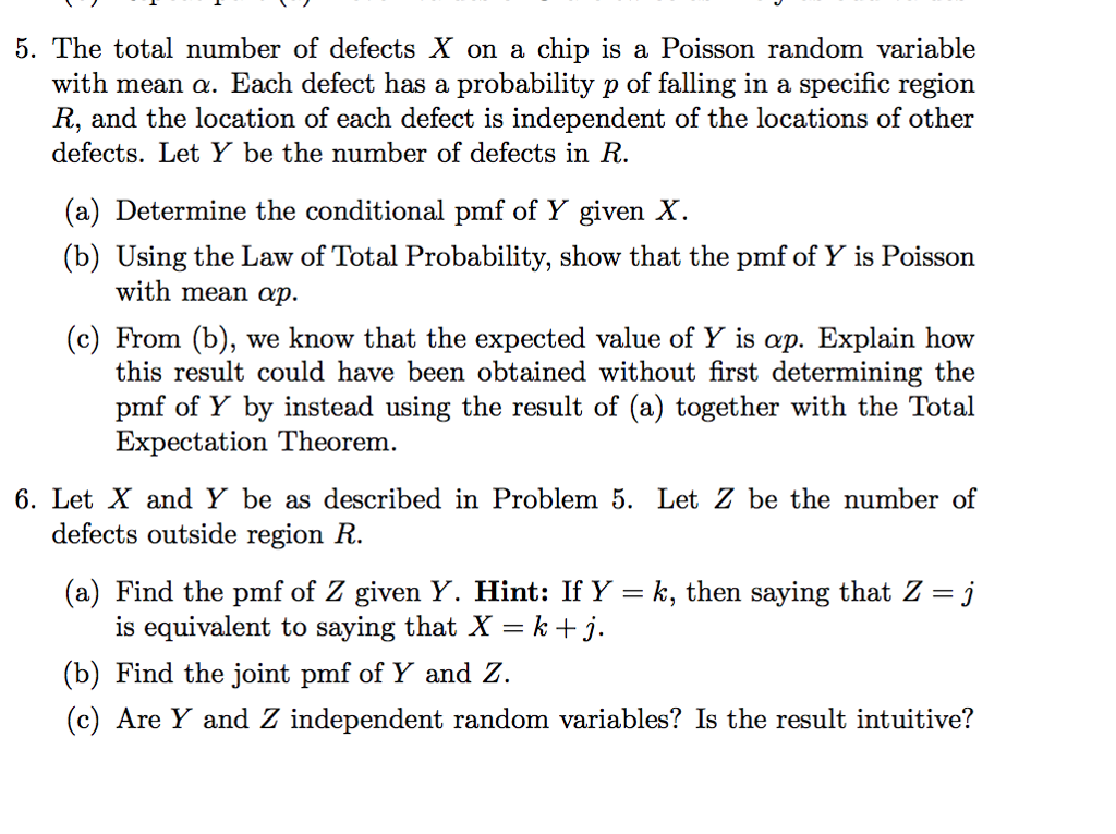 5. The total number of defects X on a chip is a | Chegg.com