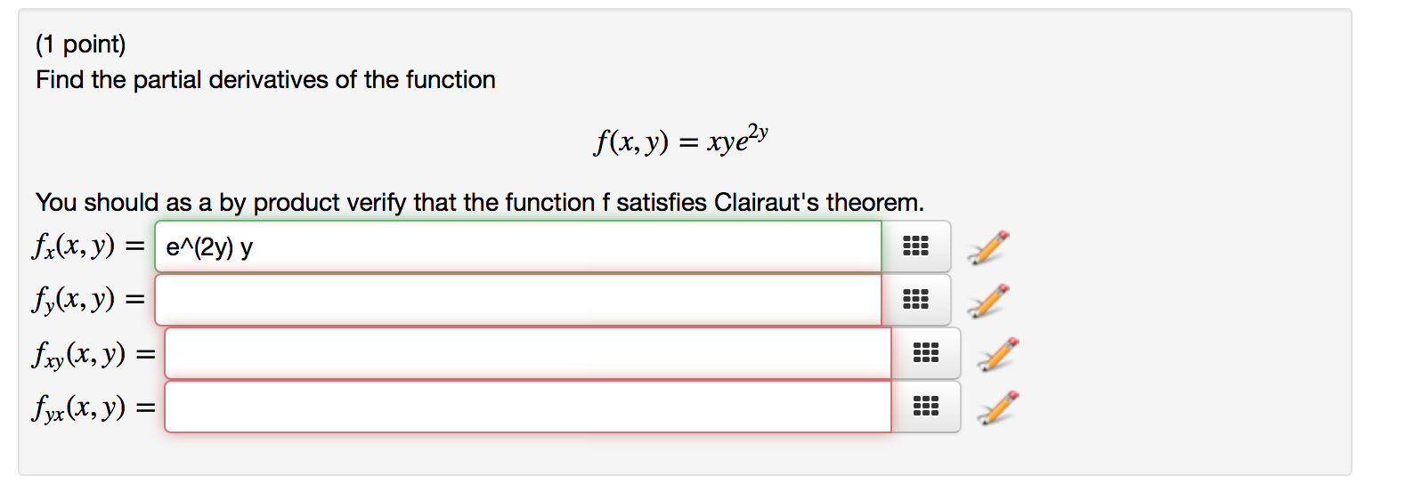 Solved 1 point find the partial derivatives of the chegg