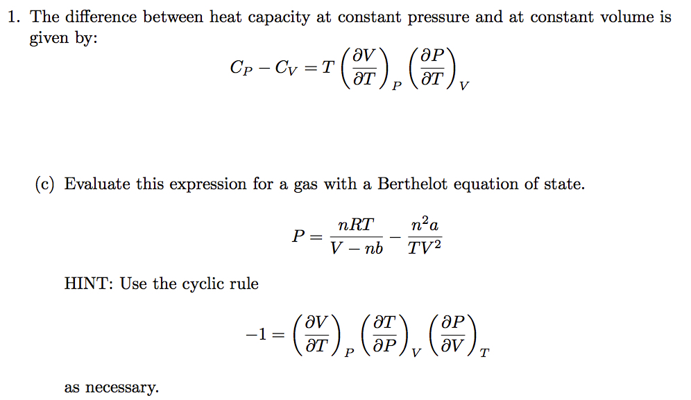 thermodynamics-derivation-of-heat-capacity-at-constant-pressure-and