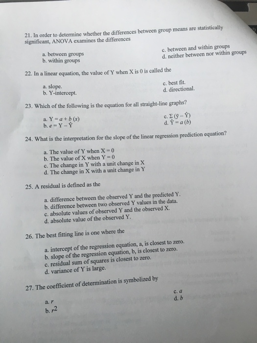 Solved In order to determine whether the differences between | Chegg.com