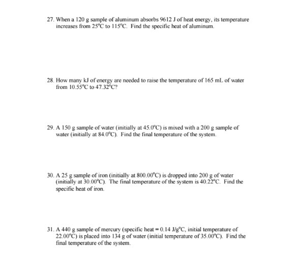 Solved When a 120 g sample of aluminum absorbs 9612 J of
