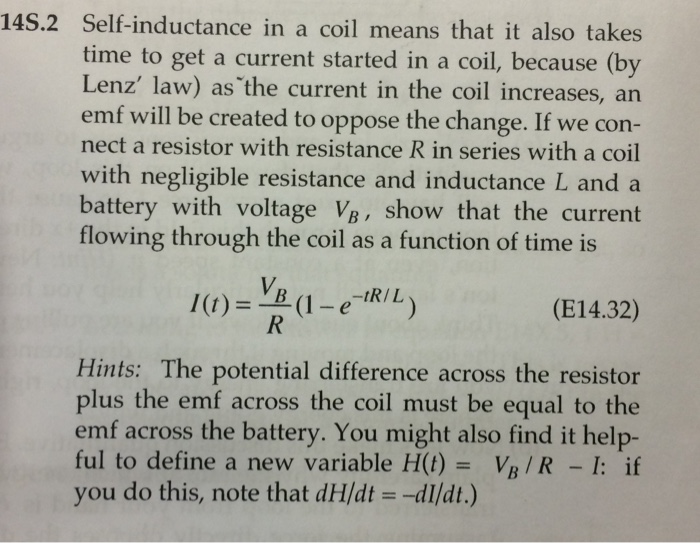 Solved Selfinductance in a coil means that it also takes