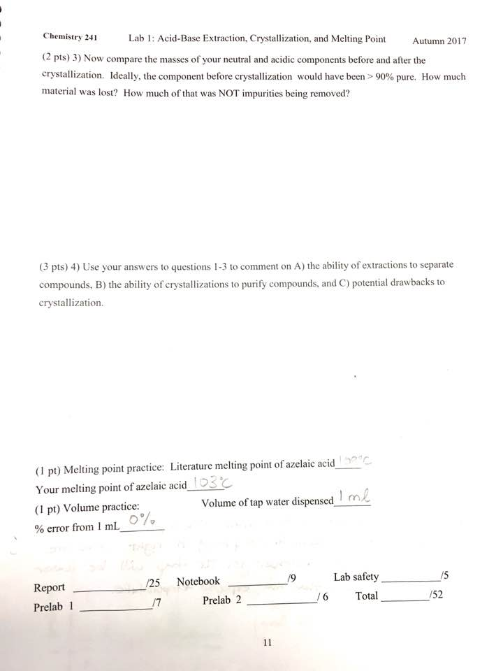 Solved This Is From My Ochem Lab I Filled In The Parts That Chegg Com