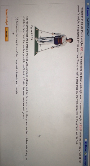 Solved The person in Figure P5.35 weighs 150 lb. As seen | Chegg.com