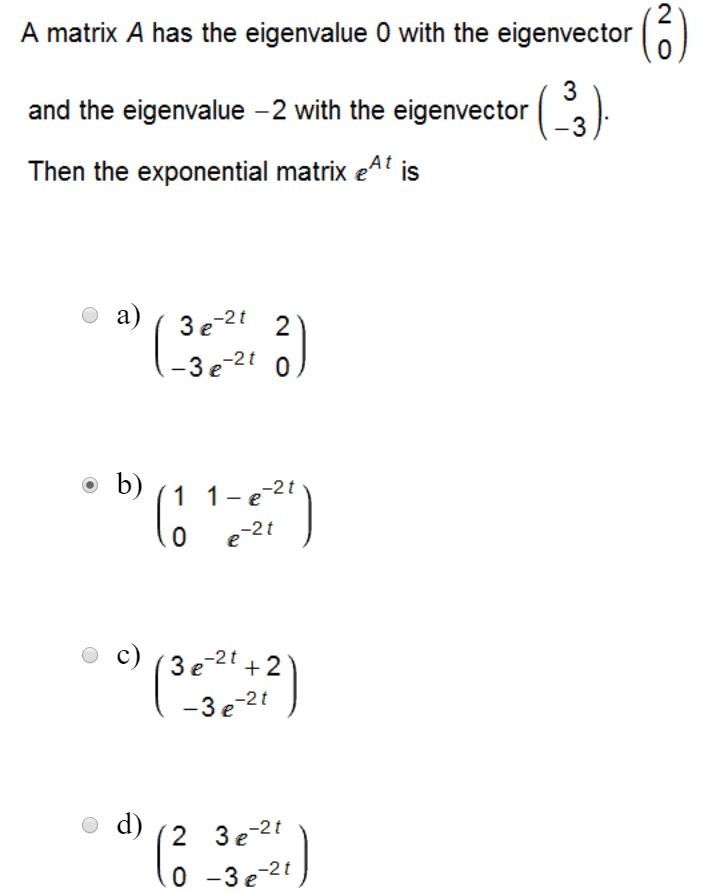 Solved A matrix A has the eigenvalue 0 with the eigenvector | Chegg.com