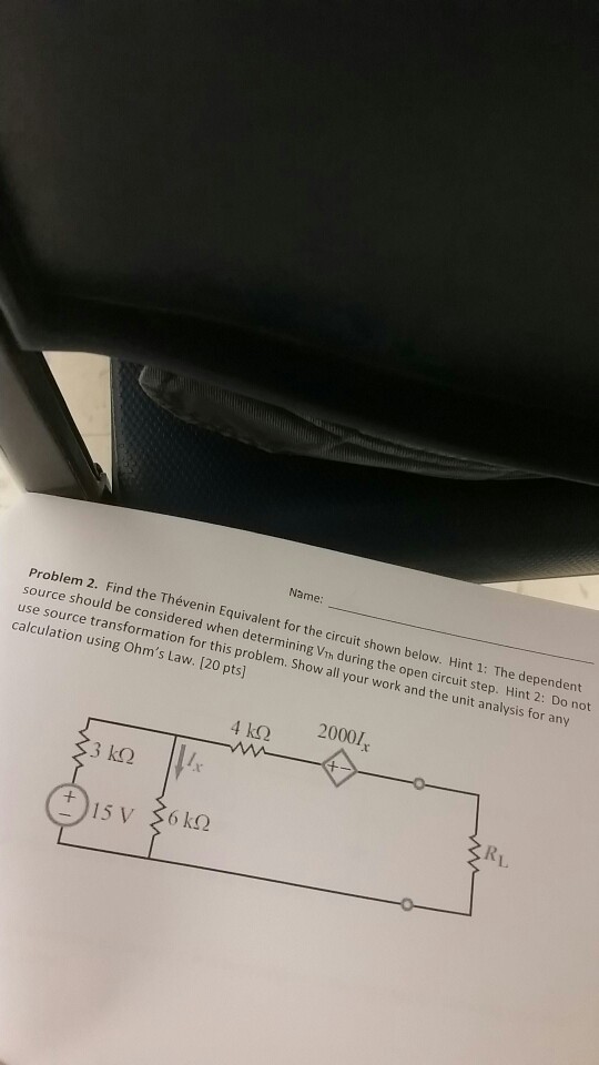 Solved Find The Thevenin Equivalent For The Circuit Shown Chegg