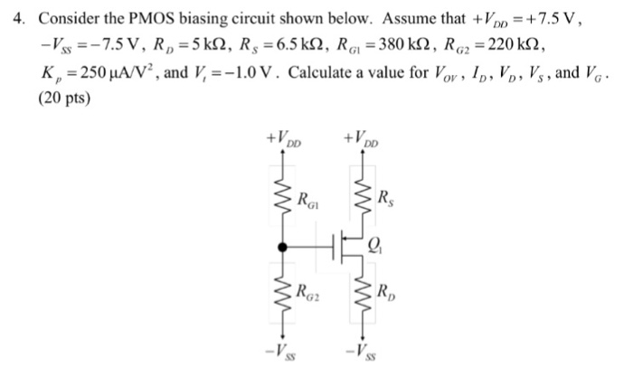Solved Consider the PMOS biasing circuit shown below. Assume | Chegg.com