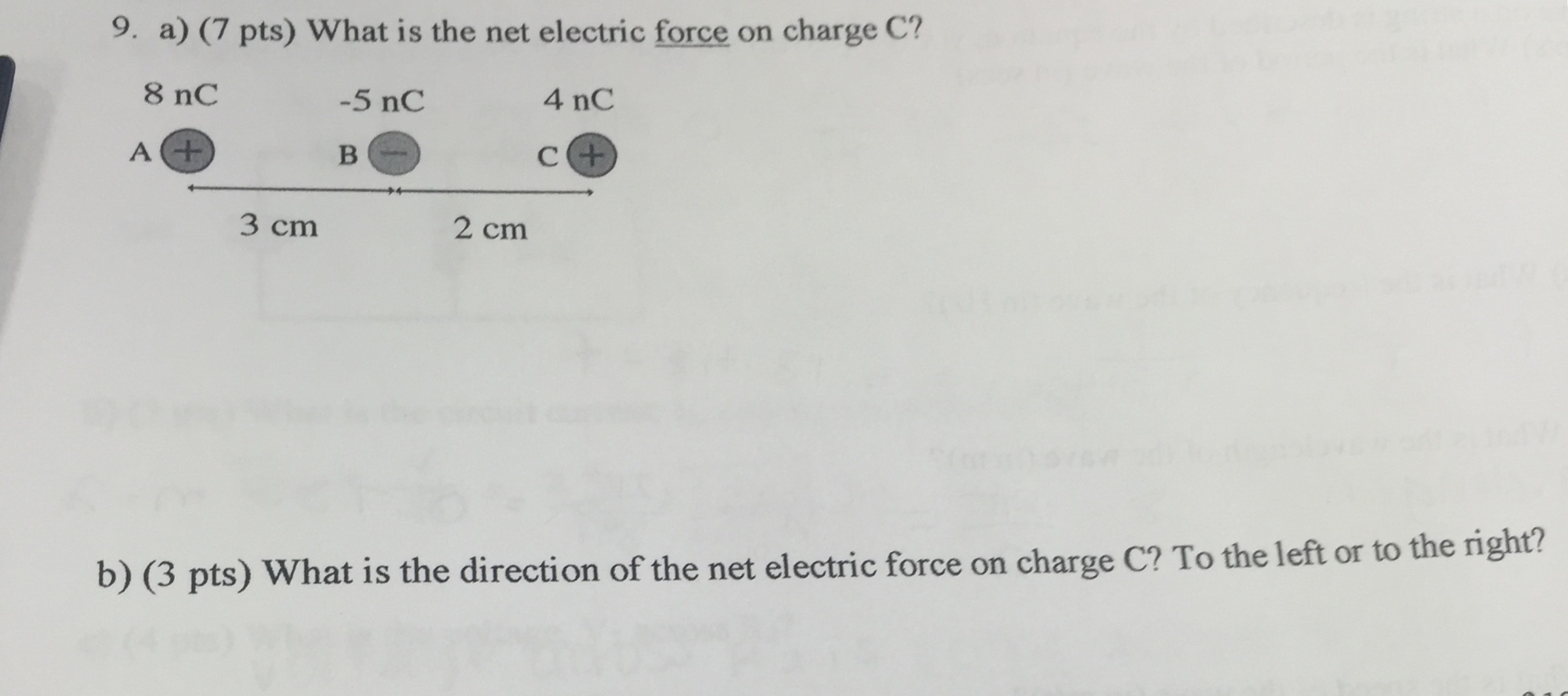Solved What is the net electric force on charge C? 8 n^C 5