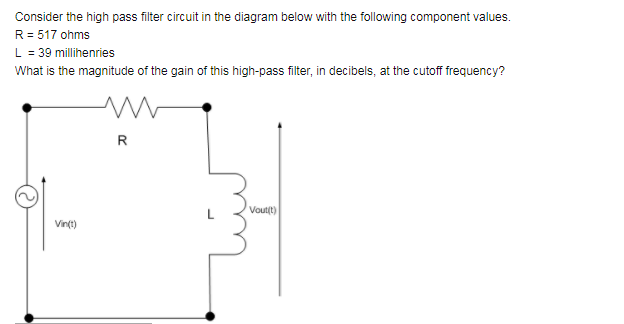 Solved Consider the high pass filter circuit in the diagram | Chegg.com