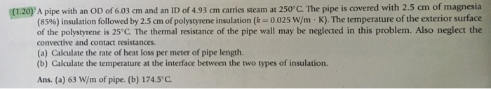 Solved (A) Calculate the rate of heat loss per meter of | Chegg.com