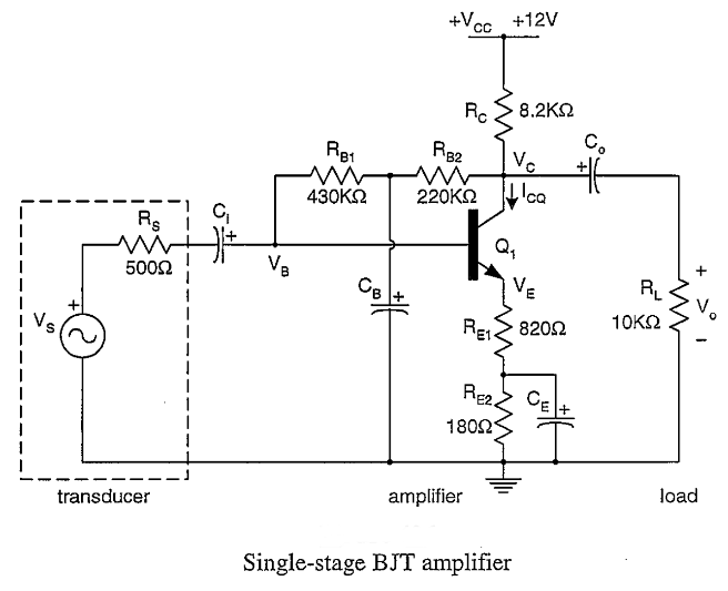 Solved The schematic of a singlestage BJT amplifier is