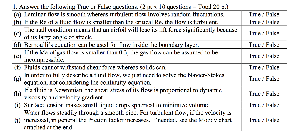 Solved Answer the following True or False questions. | Chegg.com