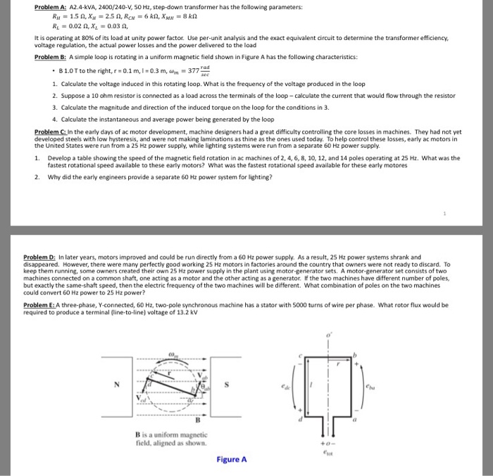 Solved A 2.4-kVA, 2400/240-V, 50 Hz, step-down transformer | Chegg.com
