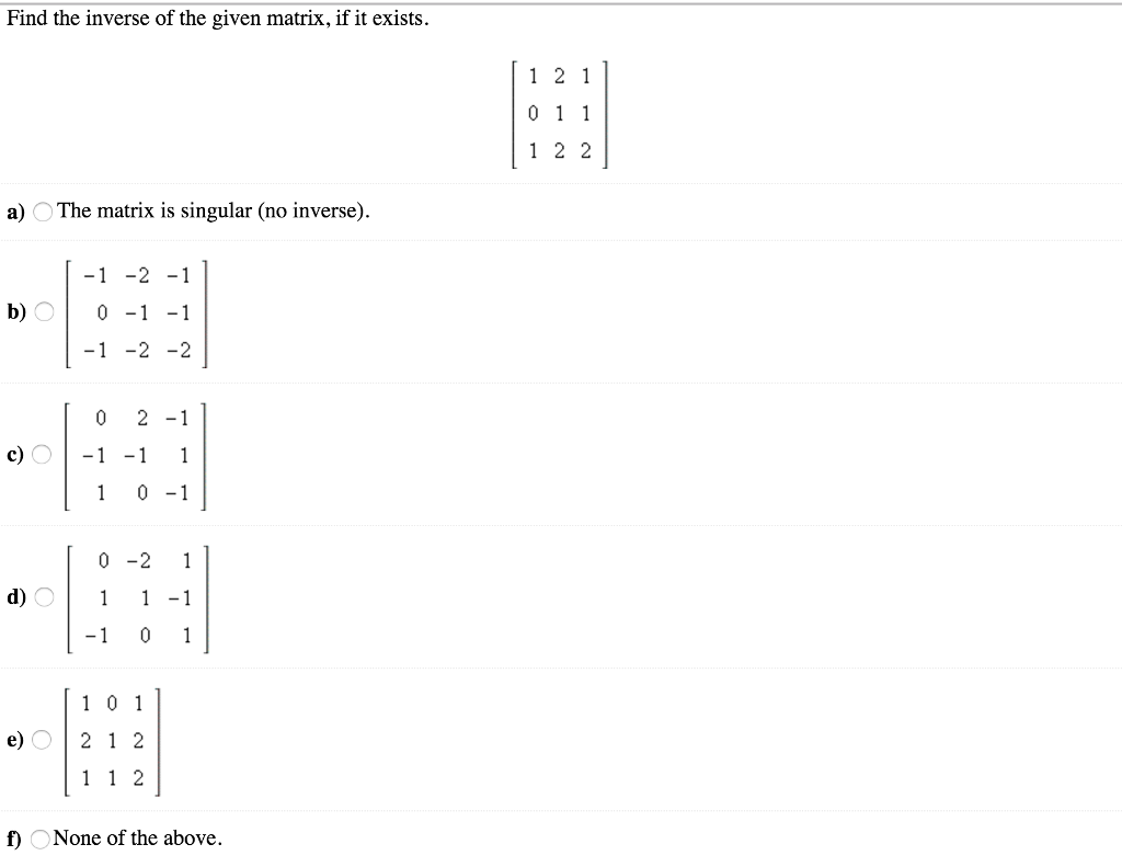 Solved Given The Following Matrices A And B, Compute The | Chegg.com