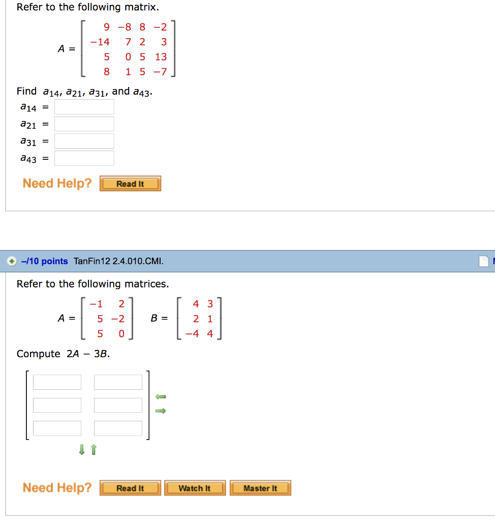 Solved Refer to the following matrix. 9 -8 8-2 14 7 2 3 5 0 | Chegg.com