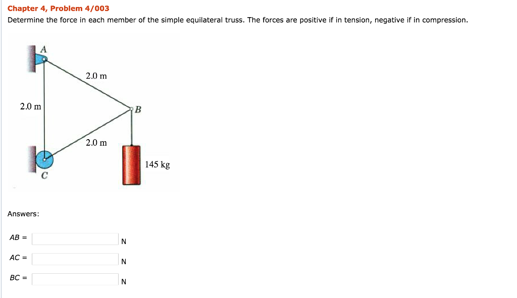 Solved Chapter 4, Problem 4/003 Determine the force in each | Chegg.com