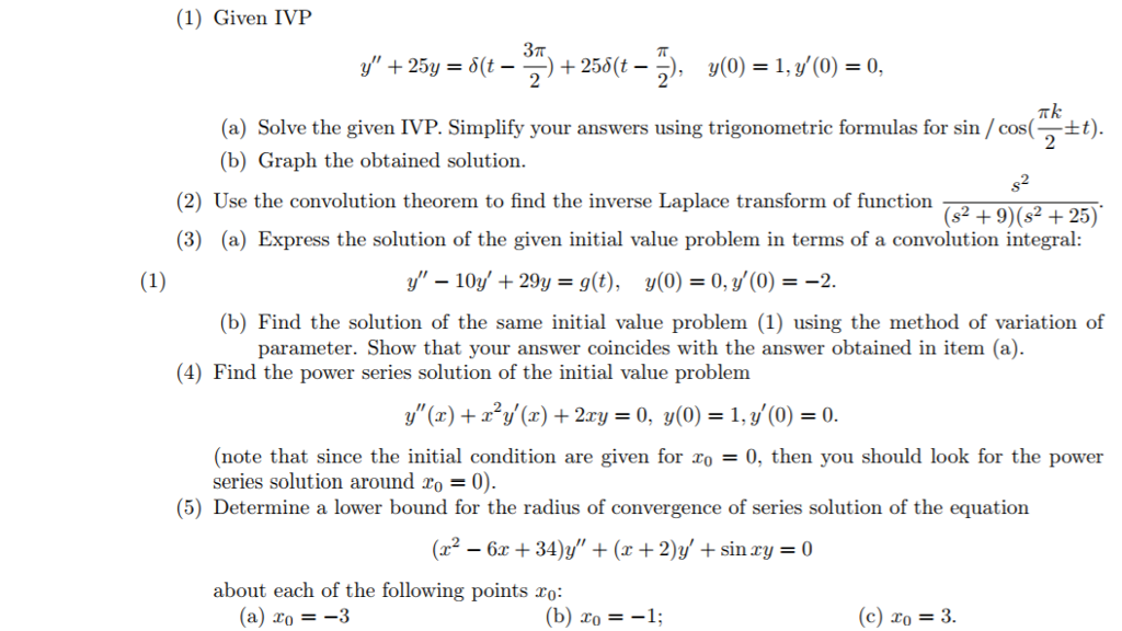 Solved (1) Given IVP (a) Solve the given IVP. Simplify your | Chegg.com