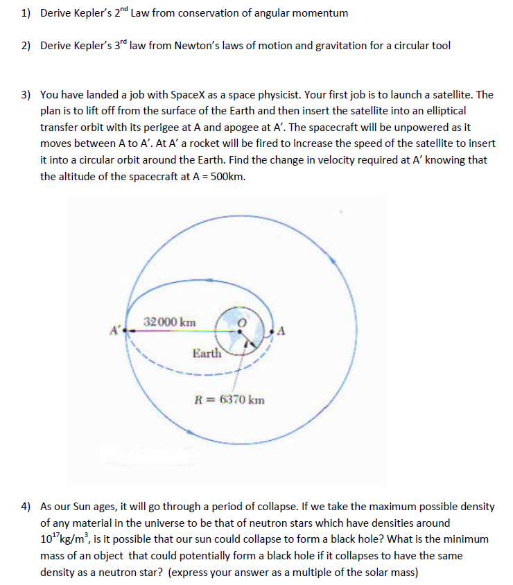 Solved 1) Derive Kepler's 2nd Law from conservation of | Chegg.com