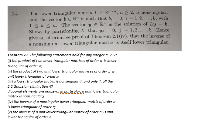 Solved The lower triangular matrix L element R^n times n, n | Chegg.com