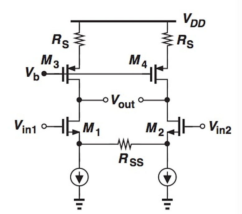 Solved Find the gain of this cascade differential pair | Chegg.com