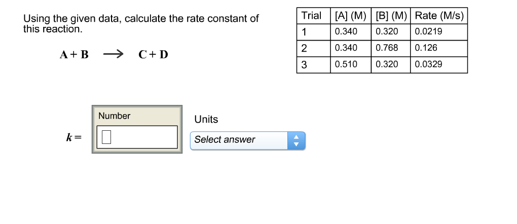 Solved Using the given data, calculate the rate constant of | Chegg.com