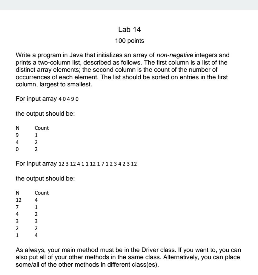 Solved Using Java, how would I write a program that meets | Chegg.com