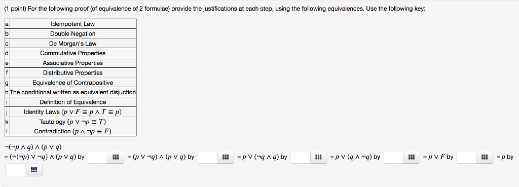 Solved (1 point) Complete the following truth table by | Chegg.com