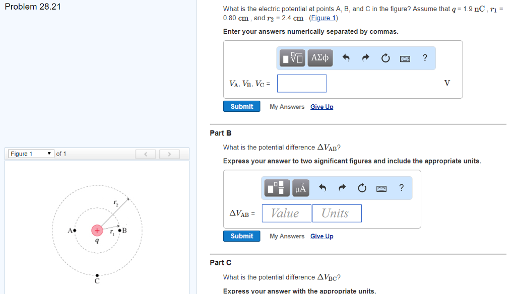 Solved Problem 28.21 What is the electric potential at | Chegg.com