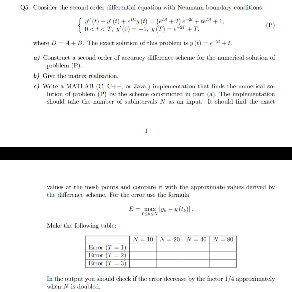 Solved 5. Consider the second order differential equation | Chegg.com