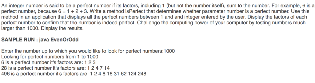 Solved An integer number is said to be a perfect number if | Chegg.com