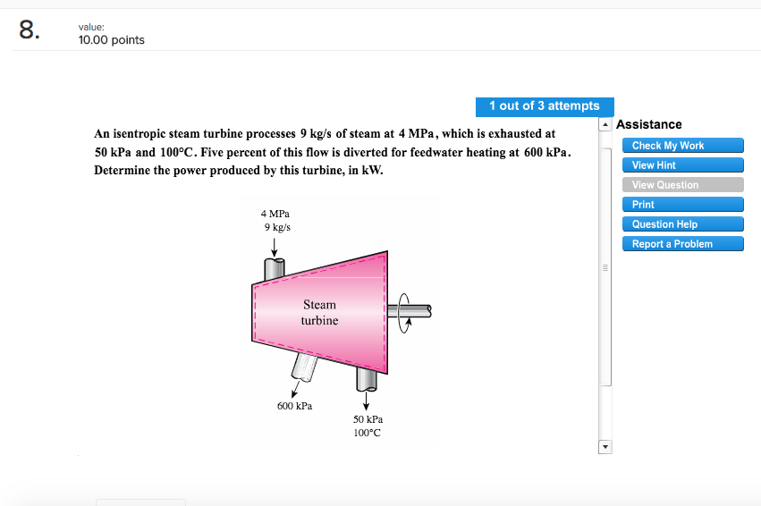 Solved An Isentropic Steam Turbine Processes 9 Kg/s Of Steam | Chegg.com