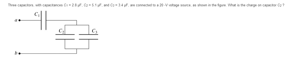 Solved Three capacitors, with capacitances C1= 2.8 mu F, C2 | Chegg.com