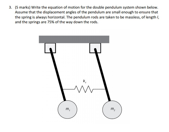 Solved Write the equation of motion for the double pendulum