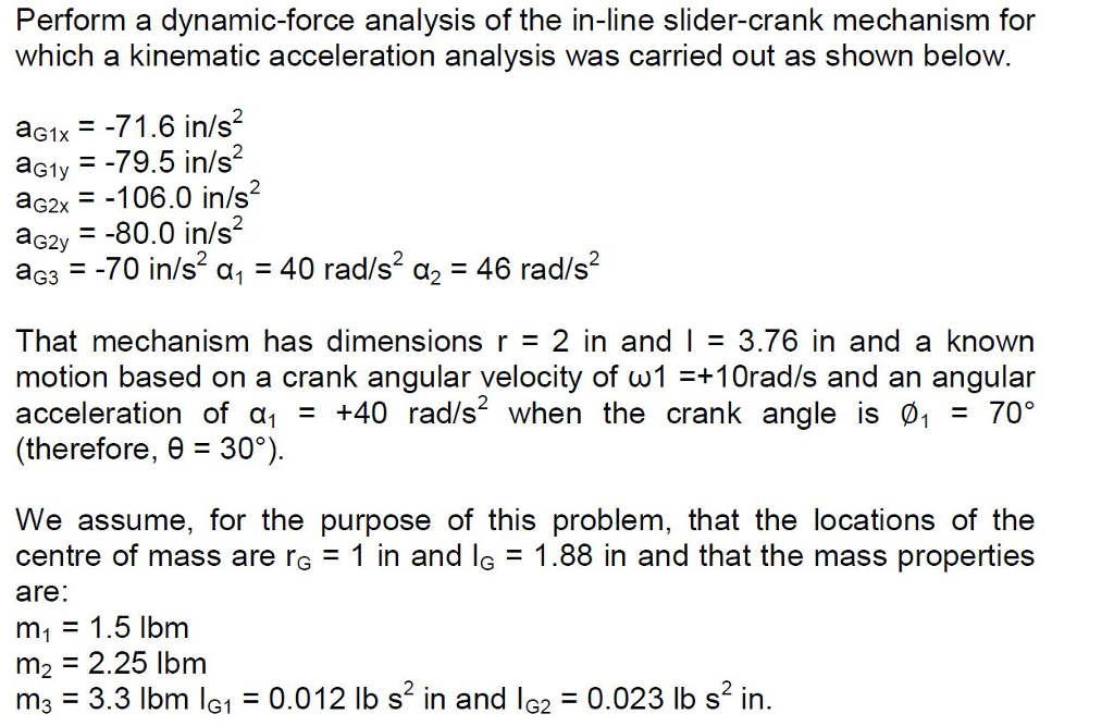 Solved Perform a dynamic-force analysis of the in-line | Chegg.com