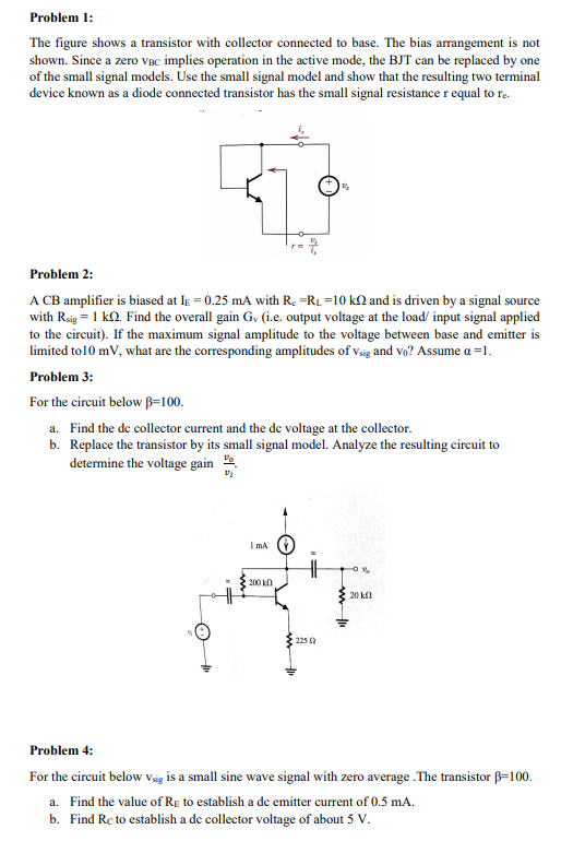 Solved Problem 1: The figure shows a transistor with | Chegg.com