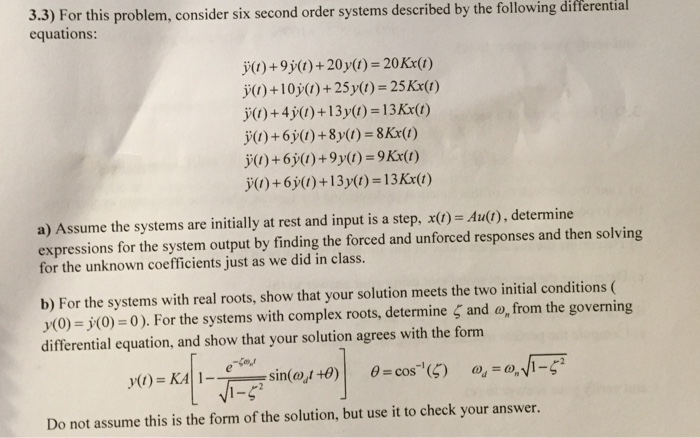 Solved 3.3) For this problem, consider six second order | Chegg.com