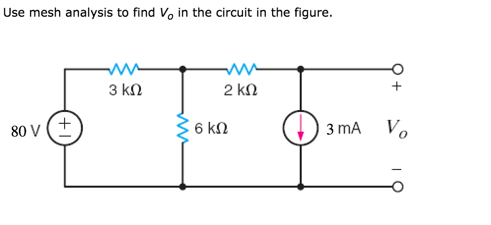 Solved Use mesh analysis to find Vo in the circuit in the | Chegg.com