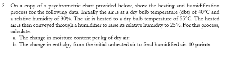 Solved 2. On A Copy Of A Psychrometric Chart Provided Below, 