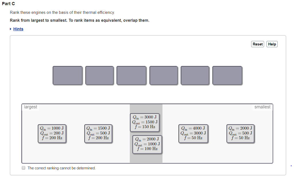 Solved Part B Rank These Engines On The Basis Of Their | Chegg.com