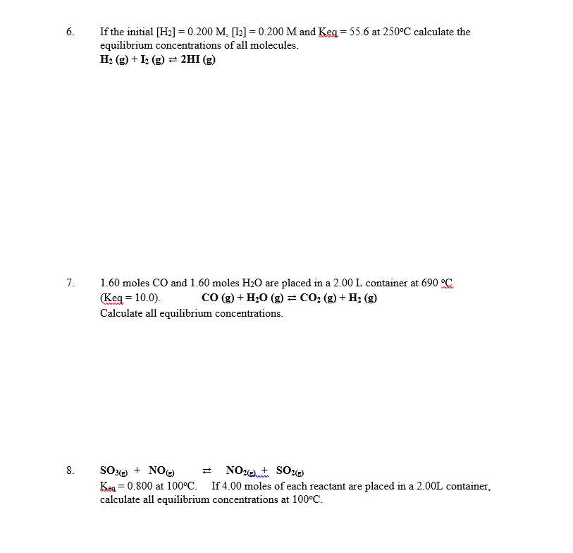 Solved Equilibrium Calculations Solve each problem and show | Chegg.com