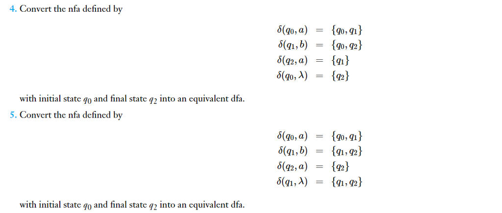 Solved Convert The Nfa Defined By Delta(q_0, A) = {q_0, | Chegg.com