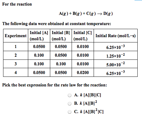 Solved For The Reaction A G B G C G Rightarrow D G T Chegg Com