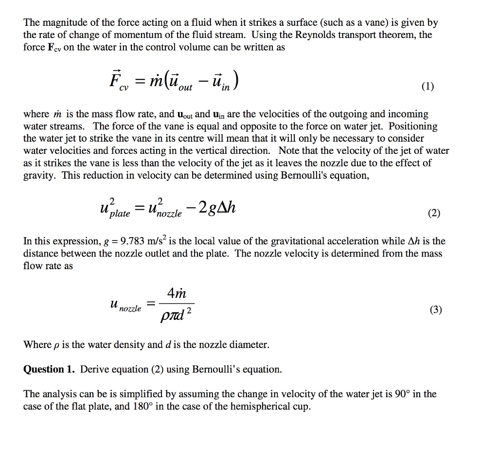 Solved The magnitude of the force acting on a fluid when | Chegg.com