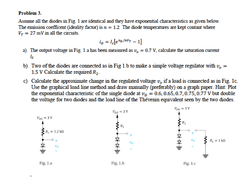 Solved Problem 3. Assume all the diodes in Fig 1 are | Chegg.com