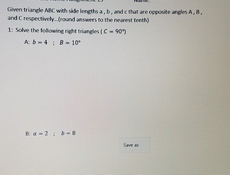 Solved Given Triangle ABc With Side Lengths A, B,and C That | Chegg.com