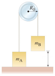 Solved Two masses, mA = 35.0 kg and mB = 40.0 kg , are | Chegg.com