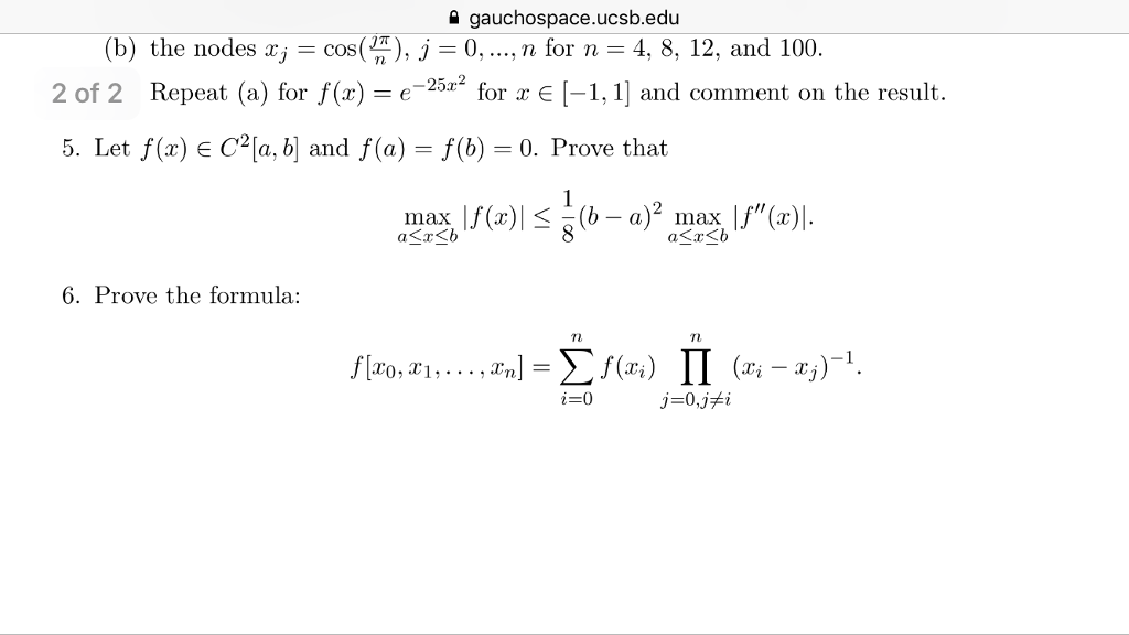 Solved 1 gauchospace.ucsb.edu (b) the nodes x,-cos(픔), j 0 , | Chegg.com